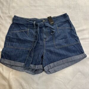 Torrid 5 Inch Vintage Stretch High Rise Denim Blue Jean Shorts w Belt Womans 14